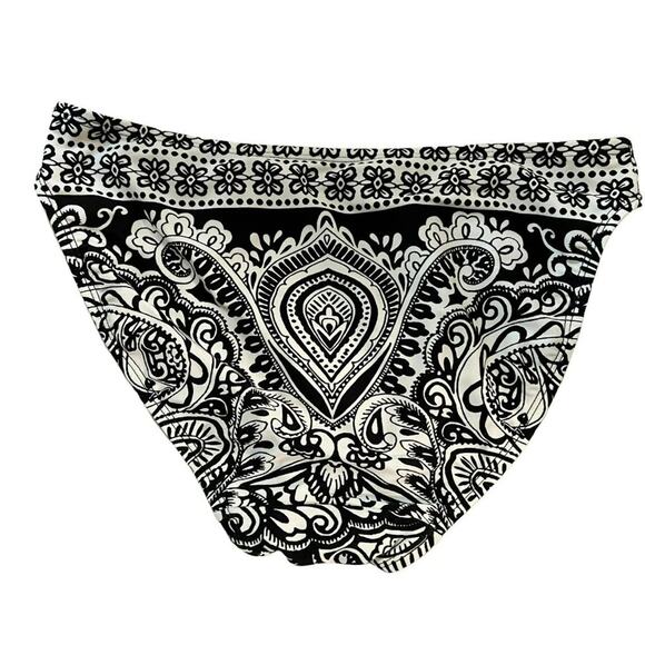 Athleta Paisley Bikini Bottom Black White Purple Small - Picture 5 of 6